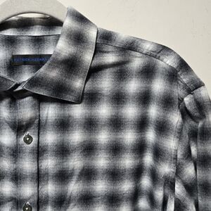 Patrick Assaraf Blurred Black White Plaid Long Sleeve Button-up Shirt Size XXL
